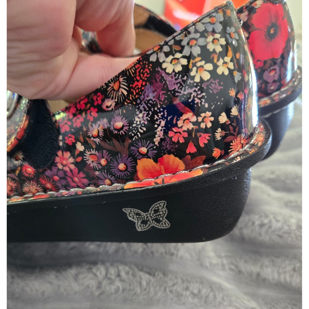 Alegria Paloma Multi Color Floral Patent Leather Mary Jane Clogs Shoes 36 - Picture 7 of 10